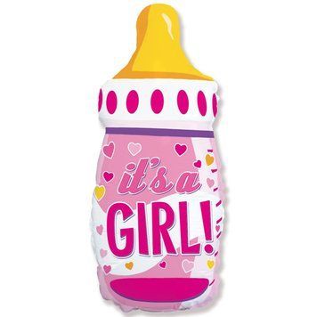 Balon foliowy &ndash; buteleczka &bdquo;It&rsquo;s a Girl&rdquo; &ndash; z helem