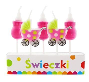 Świeczki Pikery Pink Baby, 5 szt
