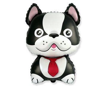 Foil Balloon Black Bulldog with Helium