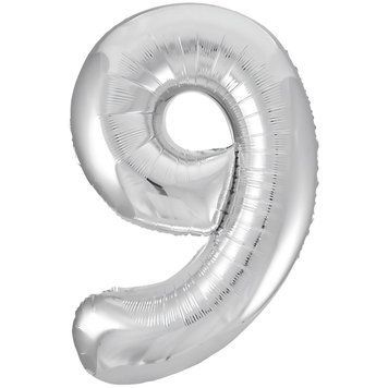Foliowy balon cyfra 9 srebrny 40"