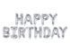 Silver foil letters HAPPY BIRTHDAY