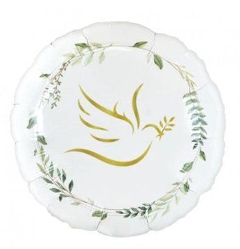 White Dove Foil Balloon with Leaves &ndash; Round with Helium