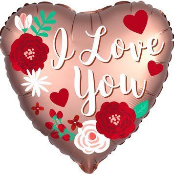 Balon foliowy &bdquo;I Love You&rdquo; r&oacute;że &ndash; na Walentynki, z helem
