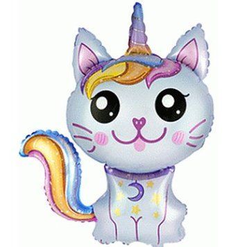 Foil Figure Balloon Cat-Unicorn 97 cm with Helium