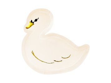 Talerz papierowy Lovely Swan 23,5x22,5cm 6 szt