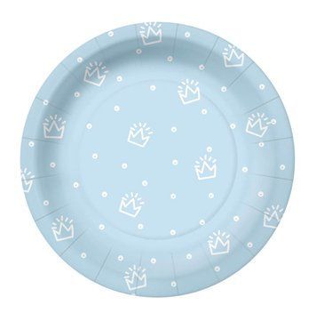 Talerzyki błękitne z koronami - 18 cm&nbsp;-&nbsp;10&nbsp;szt