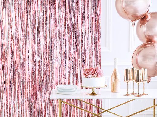 Decorative decoration, curtain foil curtain Rose gold, 0.9x2.5m