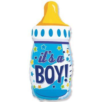 Balon foliowy &ndash; buteleczka &bdquo;It&rsquo;s a Boy&rdquo; &ndash; z helem