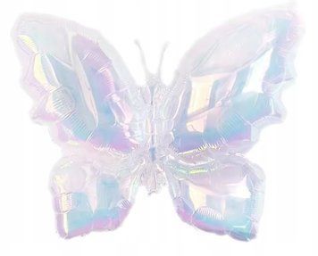 Transparent Holographic Butterfly Foil Balloon with Helium