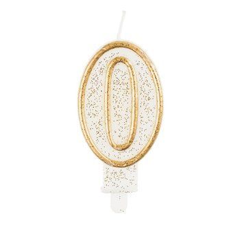 Beautiful candle number 0 Gold glitter
