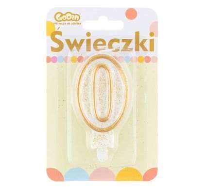 Beautiful candle number 0 Gold glitter