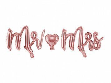 Foil balloons - letters Mr Mrs, rose gold, 69x125cm