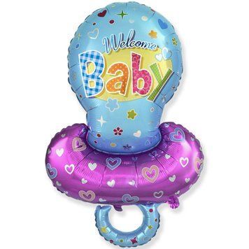 Balon foliowy &ndash; smoczek &bdquo;Welcome Baby Boy&rdquo; &ndash; z helem